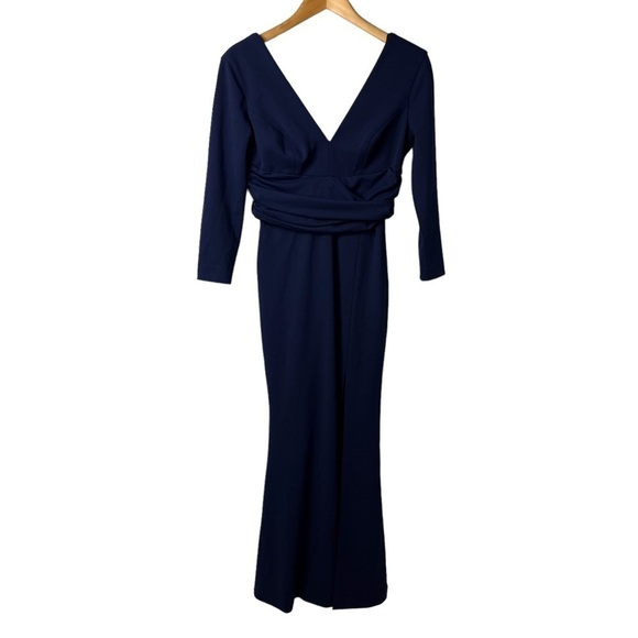 Dress The Population Carmen Dress Blue Size Small Curve Hugging Trumpet Gown - Picture 4 of 12